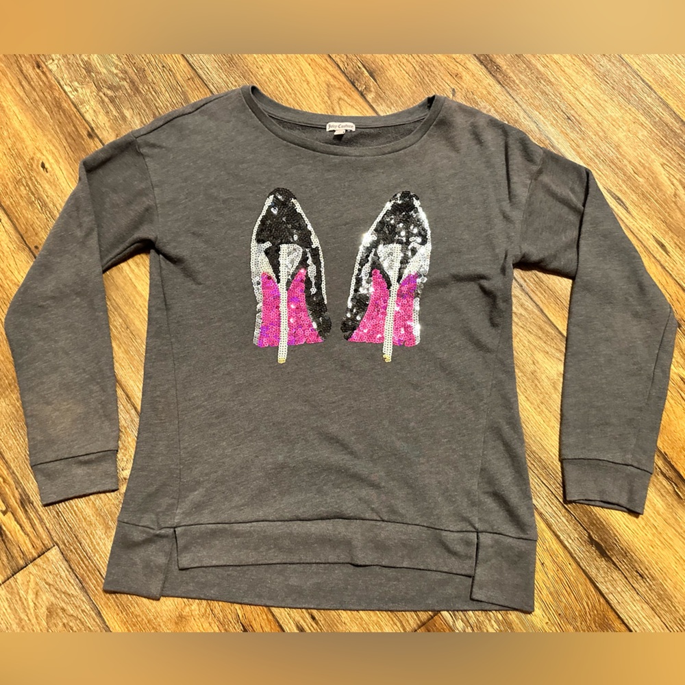 Juicy Couture long sleeve shirt with sequin heels design - size Large